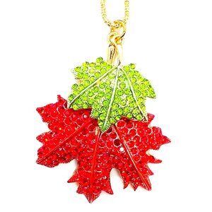 Red & Green Maple LEAVES Pendant Necklace